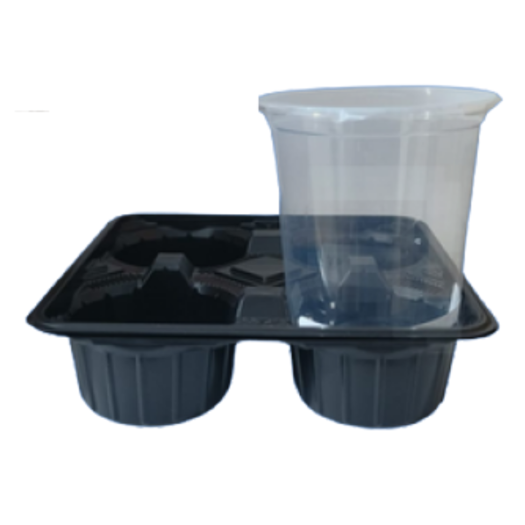 Portavasos 4 Vasos plástico negro