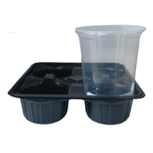 Portavasos 4 Vasos plástico negro